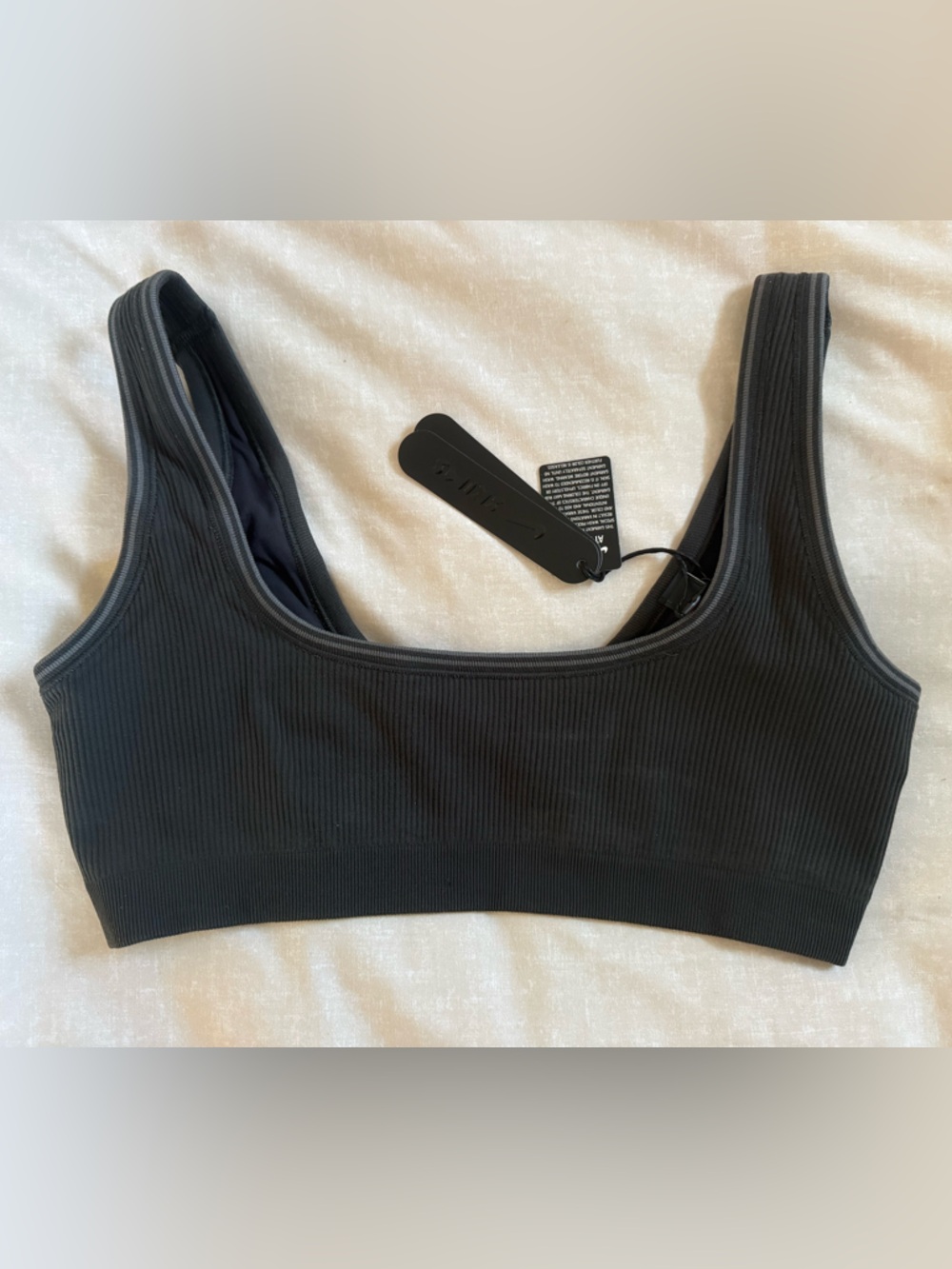 SKIMS NIKE Black Ribbed Micro Scoop-Neck Sports Bra